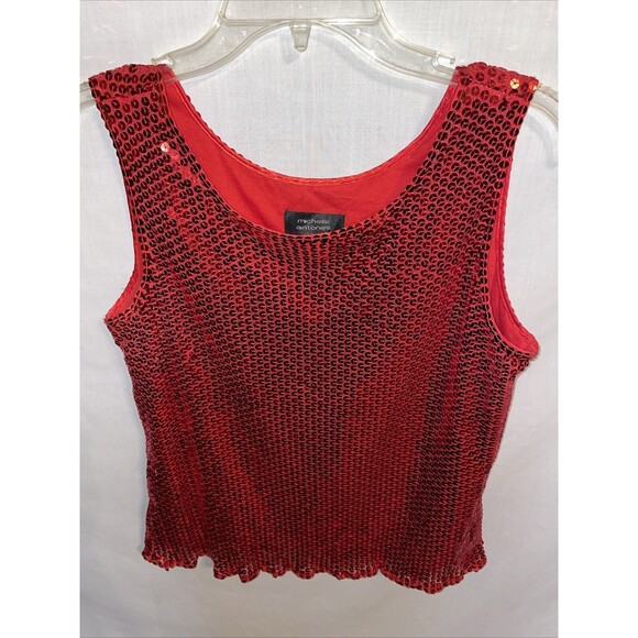 Michelle Antonelli Women’s Dressy Tank Top Size Medium Red Sequined Party NWOT - Picture 1 of 12